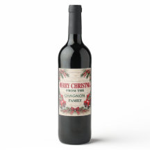 Étiquette de bouteille de vin de Noël personnalisé