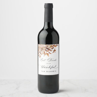 Étiquette Pour Bouteilles De Vin Étiquette de bouteille de vin de Thanksgiving Flor