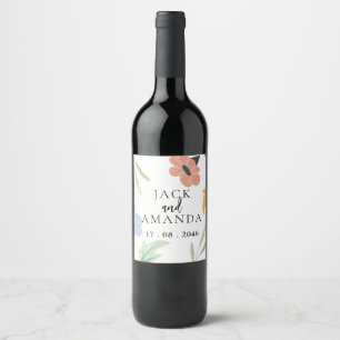 Étiquette Pour Bouteilles De Vin Étiquette de bouteille de vin Mariage coloré joyeu