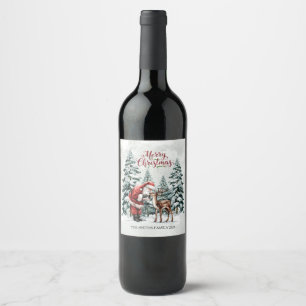 Étiquette Pour Bouteilles De Vin Étiquette de bouteille de vin Santa éditable