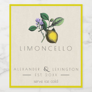 Étiquette Pour Bouteilles De Vin Étiquette de bouteille Vintage Limoncello fait mai
