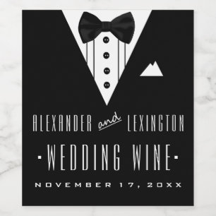 Étiquette Pour Bouteilles De Vin Étiquette de bouteilles de vin Mariage Tuxedo Groo