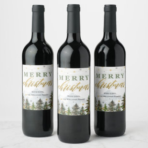 Étiquette Pour Bouteilles De Vin Étiquette de la bouteille de vin de Noël Rustic