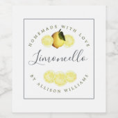 Étiquette Pour Bouteilles De Vin Étiquette de Limoncello fait maison sur mesure (Étiquettes simples)