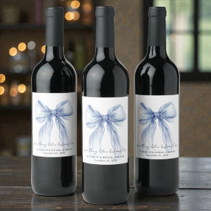 Étiquette Pour Bouteilles De Vin Étiquette de mariage aquarelle bleue pour enterrem