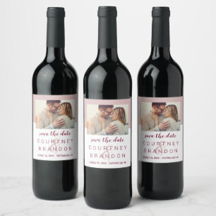 Étiquette Pour Bouteilles De Vin Étiquette de mise à jour de date de mariage rose b