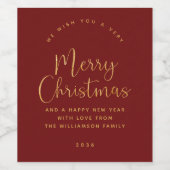 Étiquette Pour Bouteilles De Vin Étiquette de Noël Rouge Bourgogne (Étiquettes simples)