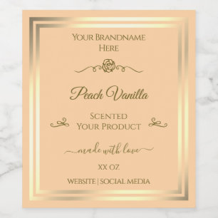 Étiquette Pour Bouteilles De Vin Étiquette de produit Light Peach Gold Frame Rose V