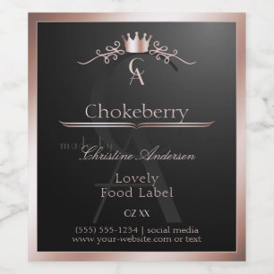 Étiquette Pour Bouteilles De Vin Étiquette de produit noir brillant Rose Gold Frame