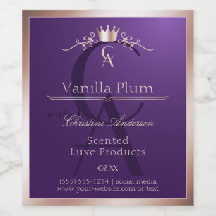 Étiquette Pour Bouteilles De Vin Étiquette de produit violet foncé cadre or rose mo