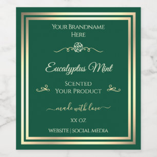 Étiquette Pour Bouteilles De Vin Étiquette de produits Hunter Green Gold Frame Rose