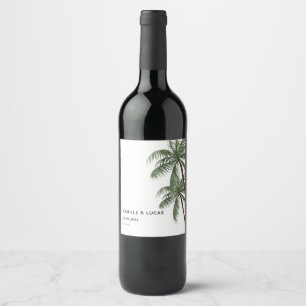 Étiquette Pour Bouteilles De Vin étiquette de vin Arbres Palmiers Minimalistes