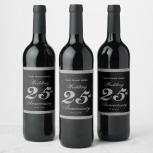 Étiquette Pour Bouteilles De Vin Étiquette de vin argentée pour les 25 ans de maria