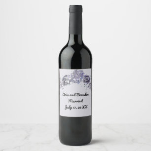Étiquette Pour Bouteilles De Vin Étiquette de vin assortie pour mariage en bleu ard