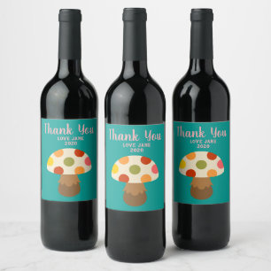 Étiquette Pour Bouteilles De Vin étiquette de vin aux champignons colorés