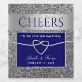 Étiquette Pour Bouteilles De Vin Étiquette de vin bleu argenté (Étiquettes simples)