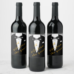 Étiquette Pour Bouteilles De Vin étiquette de vin cadeau smoking et queue de pie