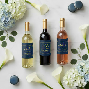 Étiquette Pour Bouteilles De Vin Étiquette de vin chic luxe navy or 80e anniversair