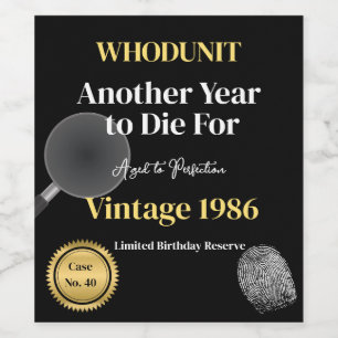 Étiquette Pour Bouteilles De Vin Étiquette de vin d'anniversaire Whodunit Une aut