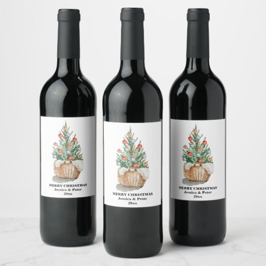 Étiquette Pour Bouteilles De Vin Étiquette de vin d'arbre de Noël traditionnel (Bouteilles)