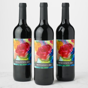 Étiquette Pour Bouteilles De Vin étiquette de vin d'art floral Abstrait