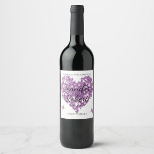 Étiquette Pour Bouteilles De Vin Étiquette de vin de coeur de papillon violet