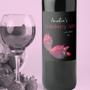 Étiquette Pour Bouteilles De Vin Étiquette de vin de fraise maison personnalisé