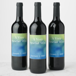 Étiquette Pour Bouteilles De Vin Étiquette de vin de jet d'aquarelle de vert bleu