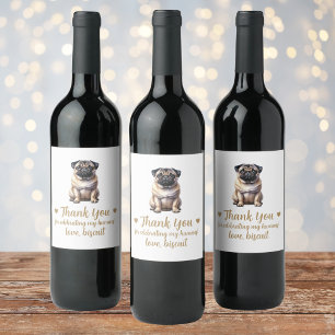 Étiquette Pour Bouteilles De Vin Étiquette de vin de mariage personnalisée Pug Chie