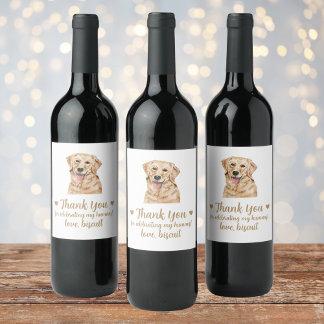 Étiquette Pour Bouteilles De Vin Étiquette de vin de mariage pour chien Labrador ja