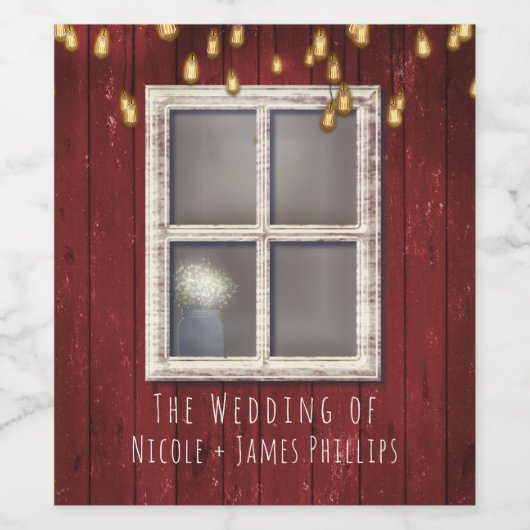 Étiquette Pour Bouteilles De Vin Étiquette de vin de mariage rustique Red Barn Wind (Étiquettes simples)