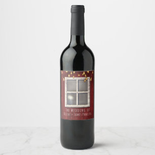 Étiquette Pour Bouteilles De Vin Étiquette de vin de mariage rustique Red Barn Wind