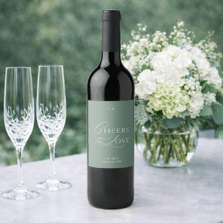 Étiquette Pour Bouteilles De Vin Étiquette de vin de mariage vert sauge – À la sant