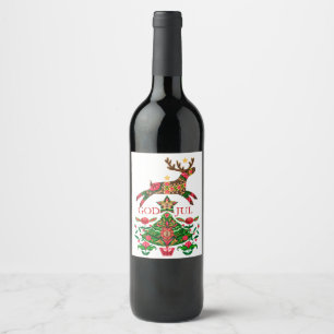 Étiquette Pour Bouteilles De Vin Étiquette de vin de Noël scandinave