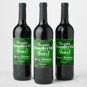 Étiquette Pour Bouteilles De Vin Étiquette de vin de Noël vert à noir