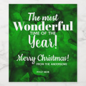 Étiquette Pour Bouteilles De Vin Étiquette de vin de Noël vert à noir (Étiquettes simples)