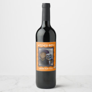 Étiquette Pour Bouteilles De Vin Étiquette de vin d'Halloween Singe-Witch