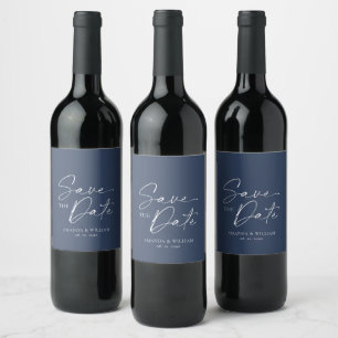 Étiquette Pour Bouteilles De Vin Étiquette de vin Élégante Navy pour Sauvegarder la
