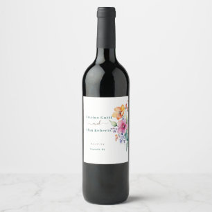 Étiquette Pour Bouteilles De Vin Étiquette de vin Fleurs roses pêche jaune