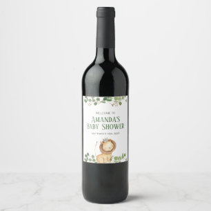 Étiquette Pour Bouteilles De Vin Étiquette de vin floral pour baby shower Lion Verd