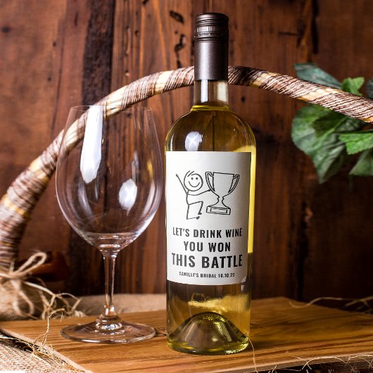 Étiquette Pour Bouteilles De Vin Étiquette de vin Fun & Trendy Noir et Blanc Batail