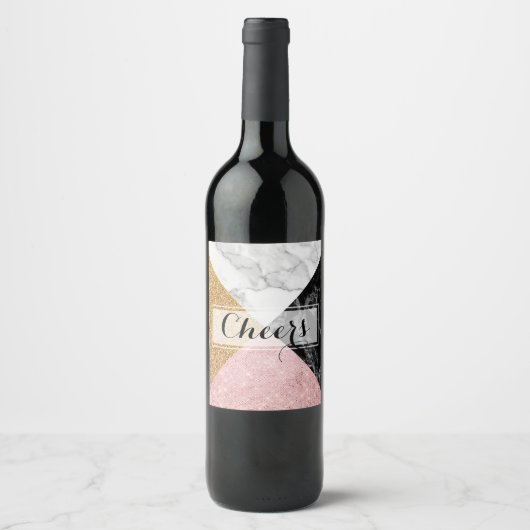 Étiquette Pour Bouteilles De Vin Étiquette de vin Glam moderne (Devant)