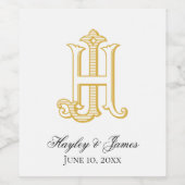 Étiquette Pour Bouteilles De Vin Étiquette de vin HJ Monogram ou JH Monogram (Étiquettes simples)