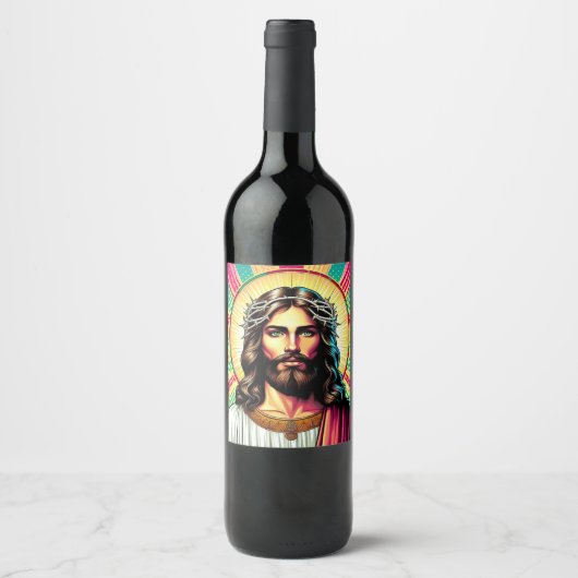 Étiquette Pour Bouteilles De Vin Étiquette de vin Kitsch Jesus ! (Devant)