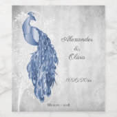 Étiquette Pour Bouteilles De Vin Étiquette de vin Mariage Blue Peacock (Étiquettes simples)