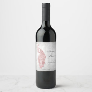 Étiquette Pour Bouteilles De Vin Étiquette de vin Mariage Pink Peacock