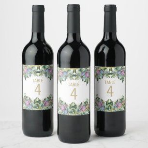 Étiquette Pour Bouteilles De Vin Étiquette de vin Mariage pourpre Numéro de table
