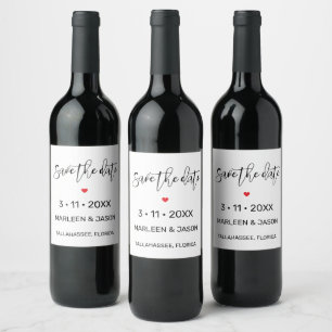 Étiquette Pour Bouteilles De Vin Étiquette de vin minimaliste pour annoncer la date