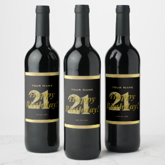 Étiquette Pour Bouteilles De Vin Étiquette de vin noir et or pour 21e anniversaire