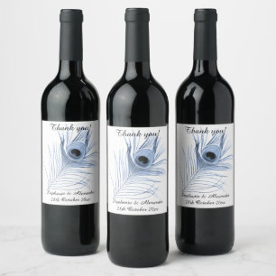 ÉTIQUETTE POUR BOUTEILLES DE VIN ÉTIQUETTE DE VIN PEACOCK BLANC PERSONNALISÉ